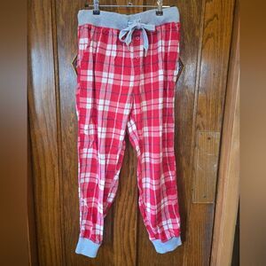 Aerie Flannel Red Plaid Jogger Pants Pajamas Size Small